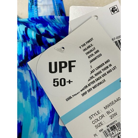 Maxine One Piece Swimdress Size 20W Blue Geometric Print Bathing Suit UPF50 NWT - Picture 8 of 8
